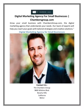 Digital Marketing Agency For Small Businesses | Chambersgroup.com