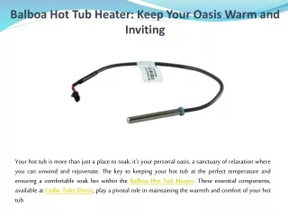 Balboa Hot Tub Heater Keep Your Oasis Warm and Inviting