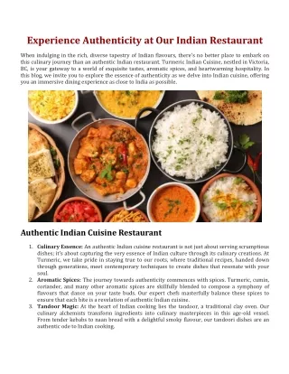 Experience Authenticity at Our Indian Restaurant