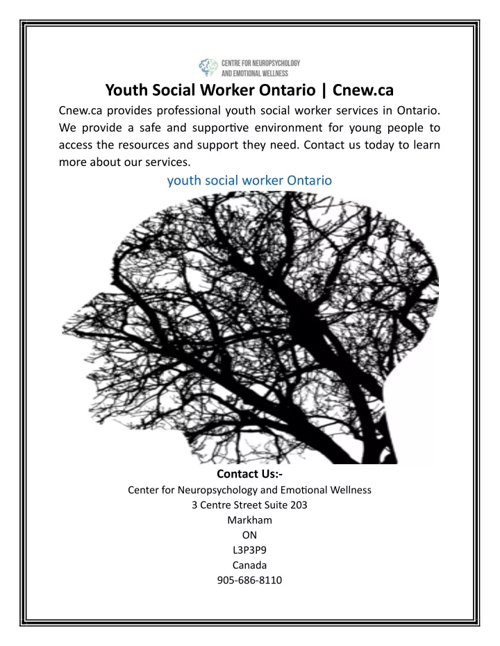 youth social worker ontario cnew ca cnew