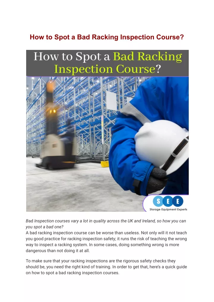 how to spot a bad racking inspection course