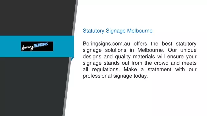 statutory signage melbourne boringsigns