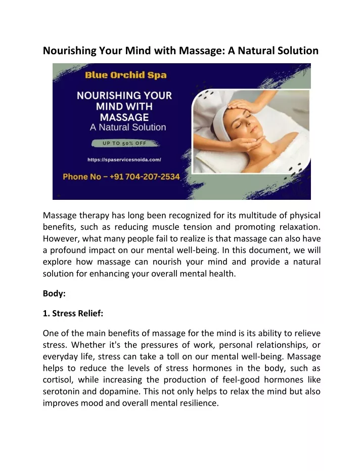 nourishing your mind with massage a natural