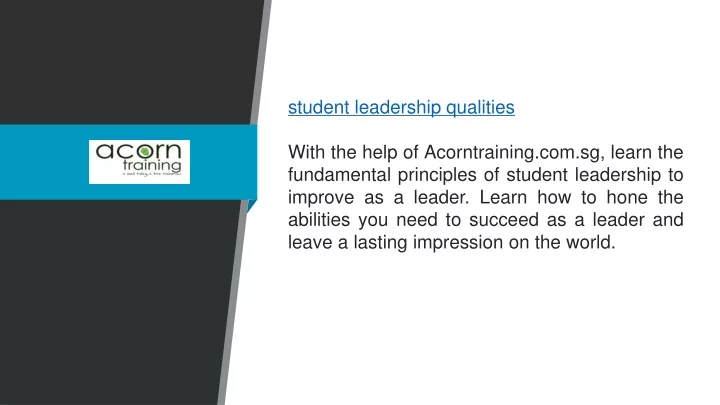 student leadership qualities with the help