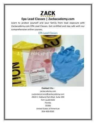 Epa Lead Classes | Zackacademy.com