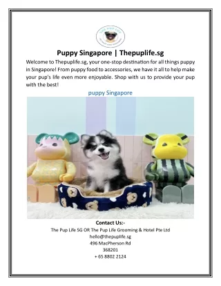 Puppy Singapore Thepuplife.sg