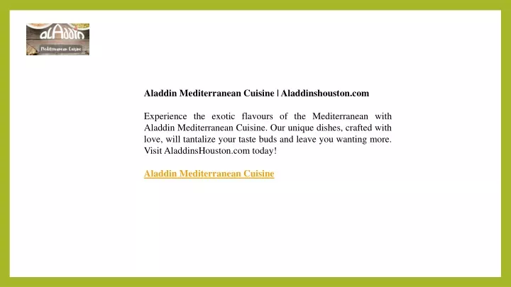 aladdin mediterranean cuisine aladdinshouston