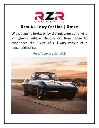 Rent A Luxury Car Uae  Rzr.ae