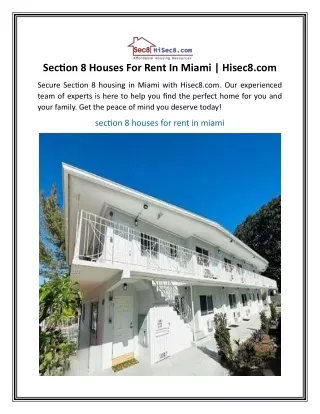Section 8 Houses For Rent In Miami | Hisec8.com
