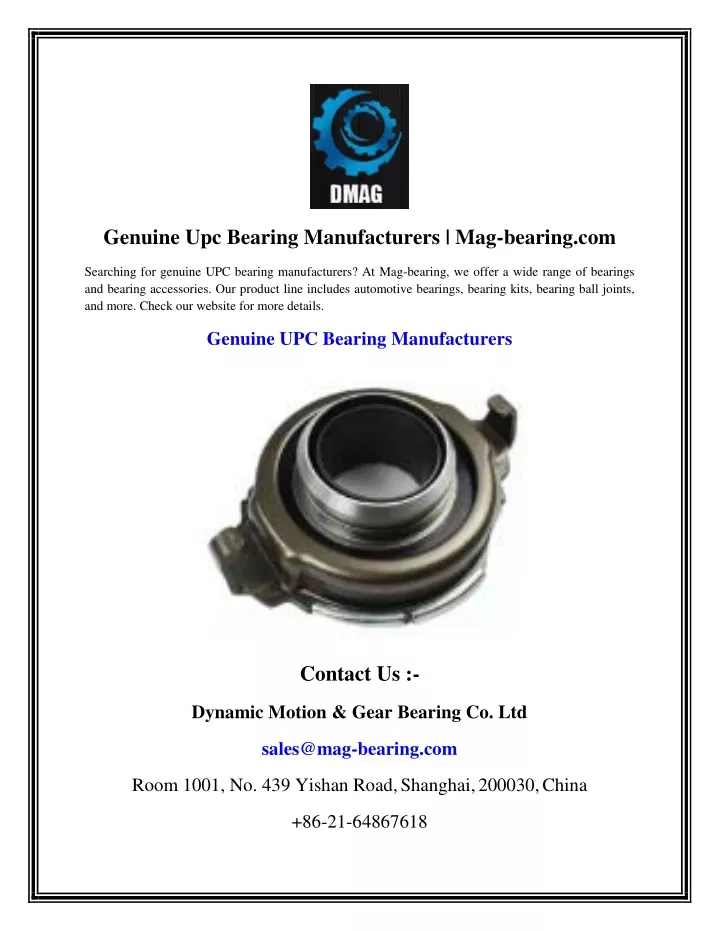 genuine upc bearing manufacturers mag bearing com