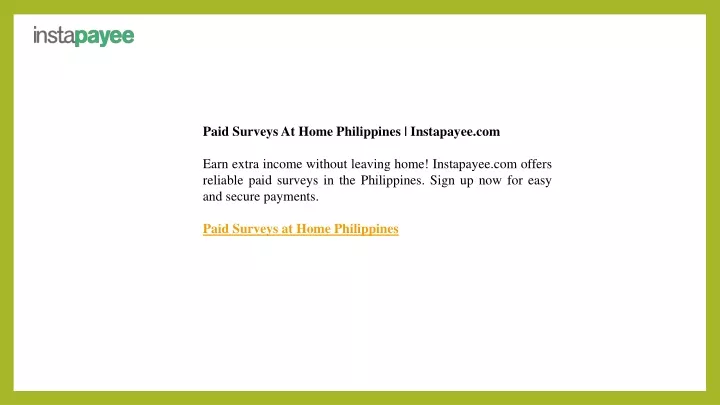 paid surveys at home philippines instapayee
