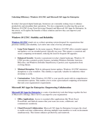 unlocking efficiency windows 10 ltsc