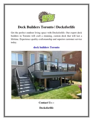 Deck Builders Toronto  Decksforlife