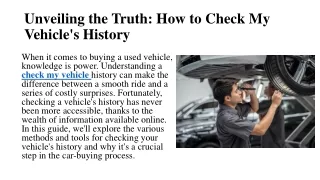 How to Check My Vehicle History in The UK?