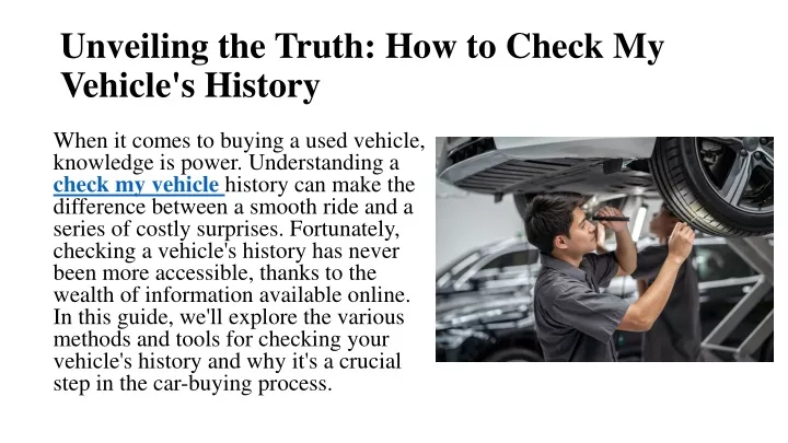 unveiling the truth how to check my vehicle s history