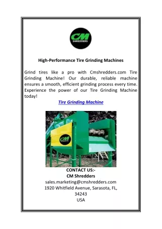 high performance tire grinding machines