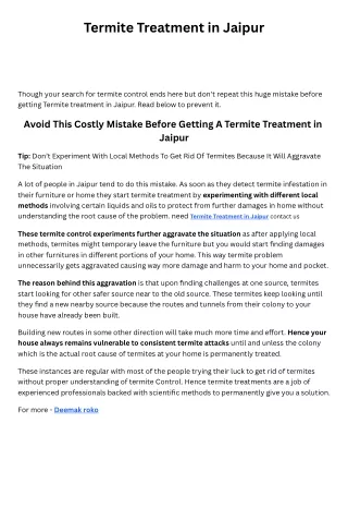 Termite Treatment in Jaipur