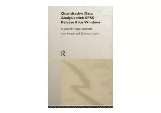 Download Quantitative Data Analysis with SPSS Release 8 for Windows A Guide for