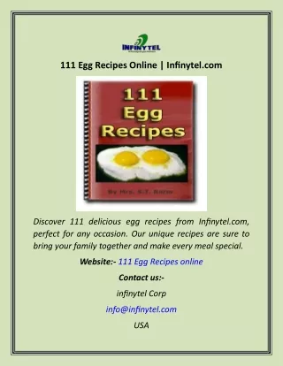 111 Egg Recipes Online  Infinytel