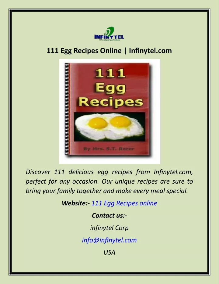 111 egg recipes online infinytel com