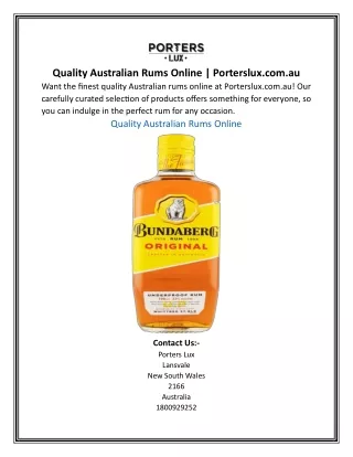 Quality Australian Rums Online Porterslux.com