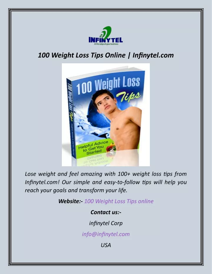 100 weight loss tips online infinytel com