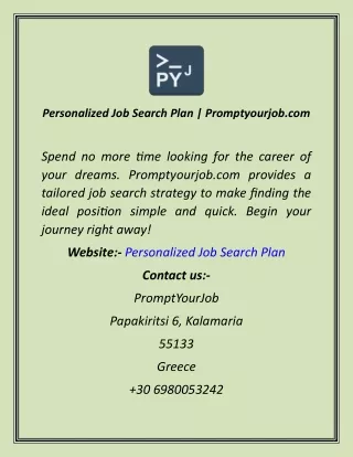 Personalized Job Search Plan  Promptyourjob