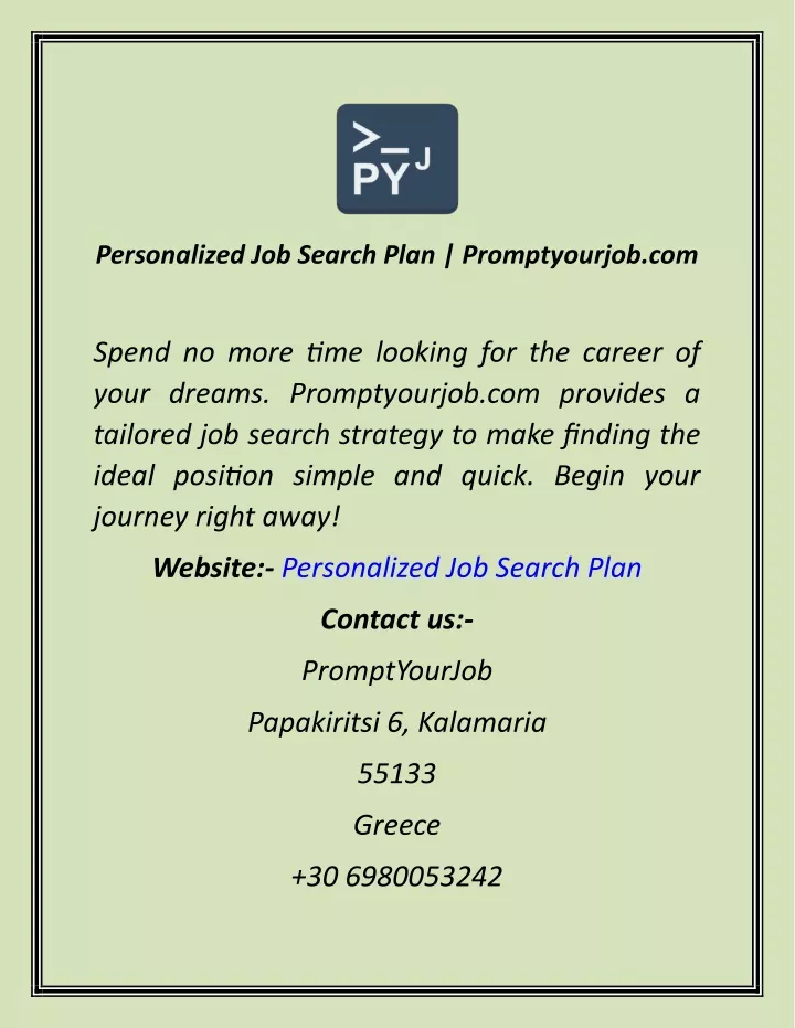 personalized job search plan promptyourjob com