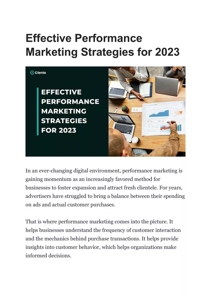 effective performance marketing strategies