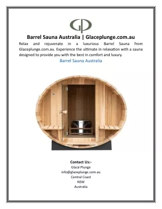 Barrel Sauna Australia | Glaceplunge.com.au