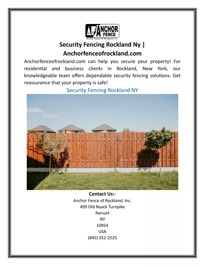 security fencing rockland