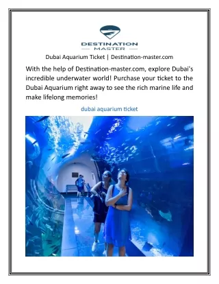 Dubai Aquarium Ticket  Destination-master