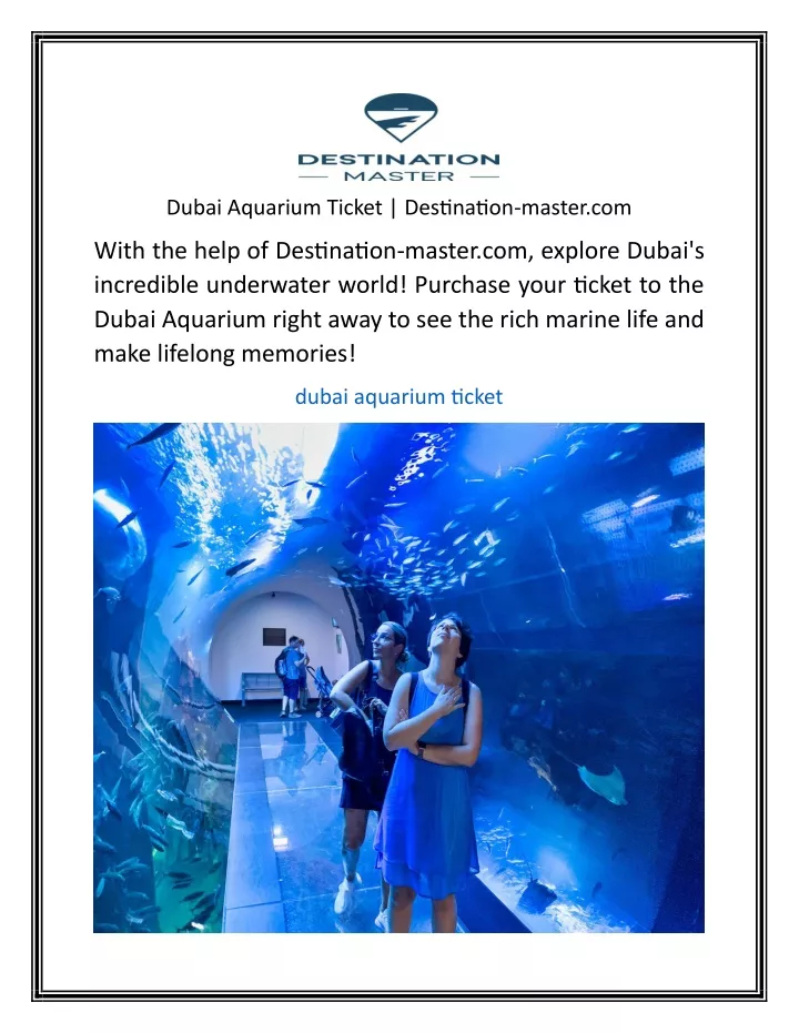 dubai aquarium ticket destination master com