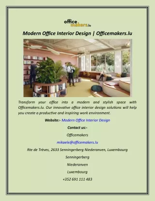 Modern Office Interior Design  Officemakers.lu