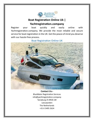Boat Registration Online Uk | Yachtregistration.company