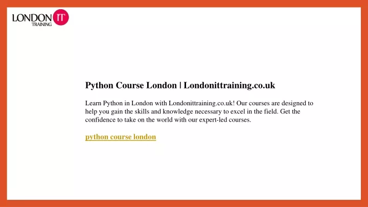 python course london londonittraining co uk learn