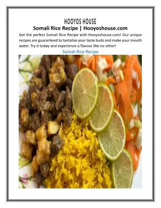Somali Rice Recipe | Hooyoshouse.com