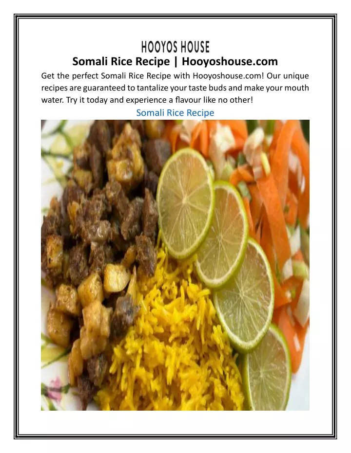 somali rice recipe hooyoshouse