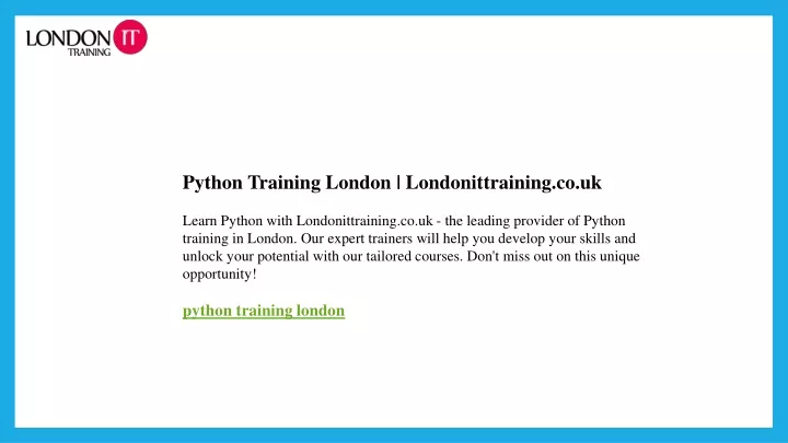 python training london londonittraining