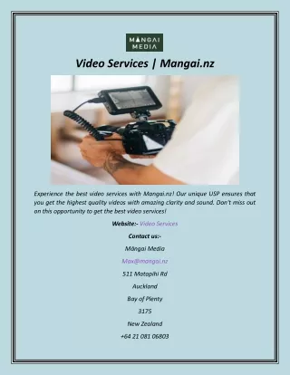 Video Services  Mangai.nz