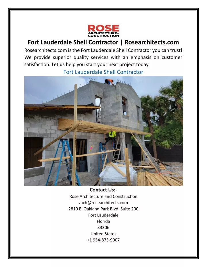 fort lauderdale shell contractor rosearchitects