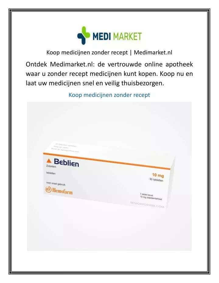 koop medicijnen zonder recept medimarket nl