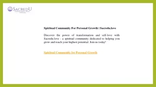 Spiritual Community For Personal Growth  Sacredu.love