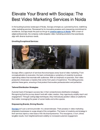 Elevate Your Brand with Sociapa: The Best Video Marketing Services in Noida