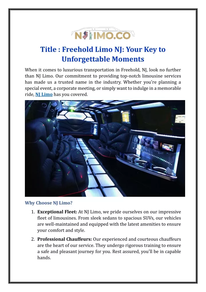 title freehold limo nj your key to unforgettable
