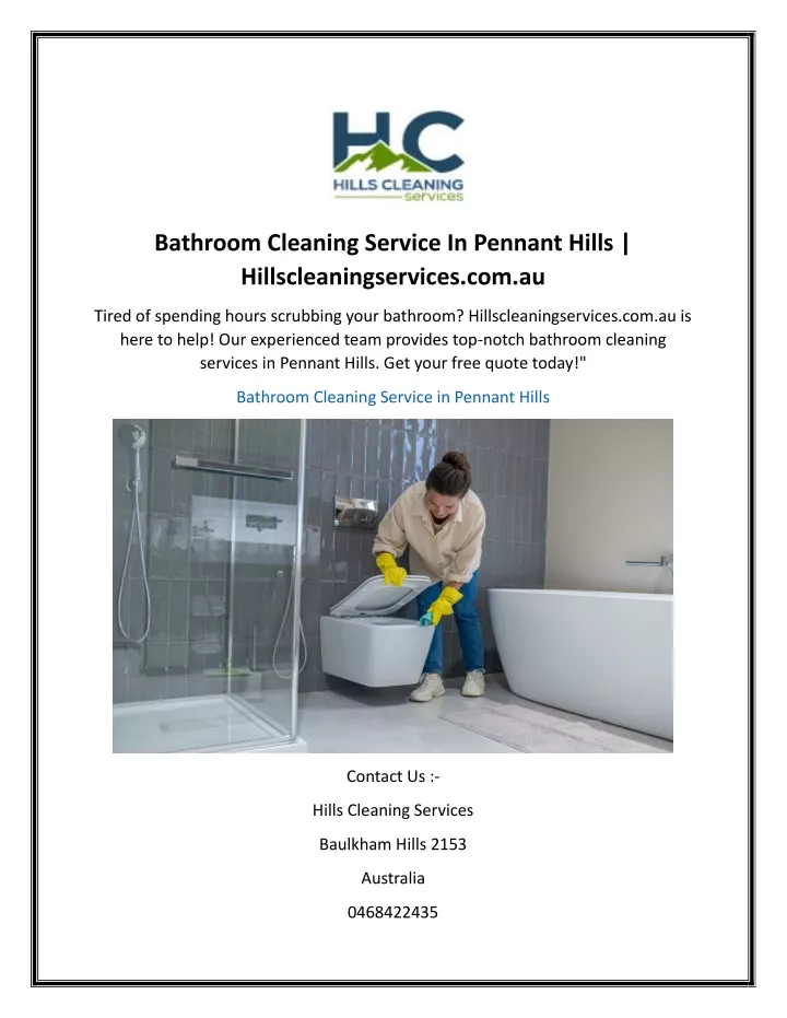 bathroom cleaning service in pennant hills