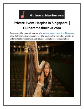 Private Event Harpist In Singapore  Gulnaramashurova.com