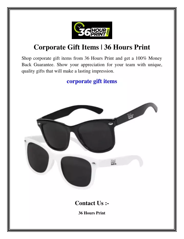 corporate gift items 36 hours print