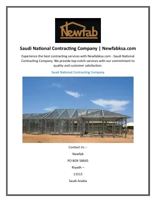 Saudi National Contracting Company  Newfabksa.com