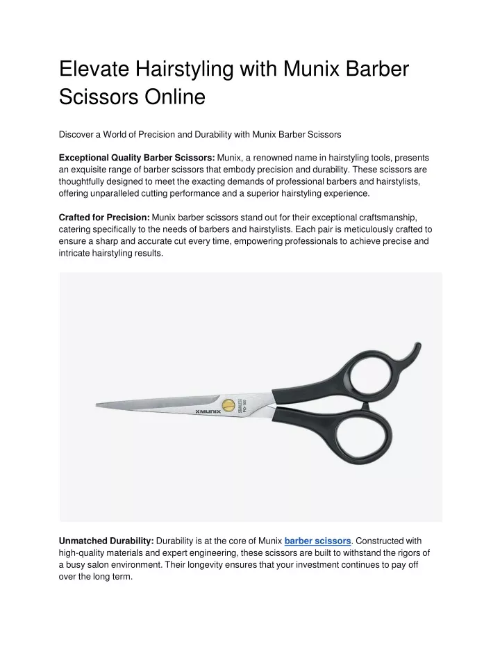 elevate hairstyling with munix barber scissors online